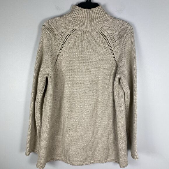J Jill Pure Jill Pullover Sweater XS Tan Mock Neck Cable Knit Old Money Preppy - Picture 4 of 7